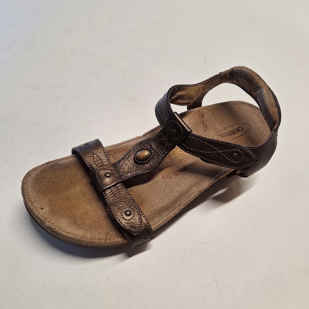 AETREX Lori Womens Size 7 Brown Casual Flip Flop Walking Comfort SANDALS